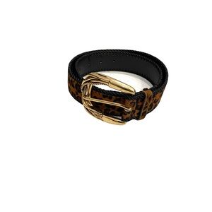 Zara Leopard Halfcalf Gold Buckle Belt 4-6 26-27